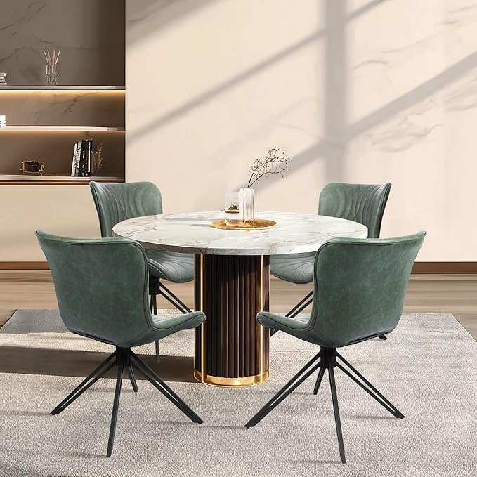 Dining Chairs Set of 4, 360° Swivel Upholstered Mid-Century Modern Kitchen Di...