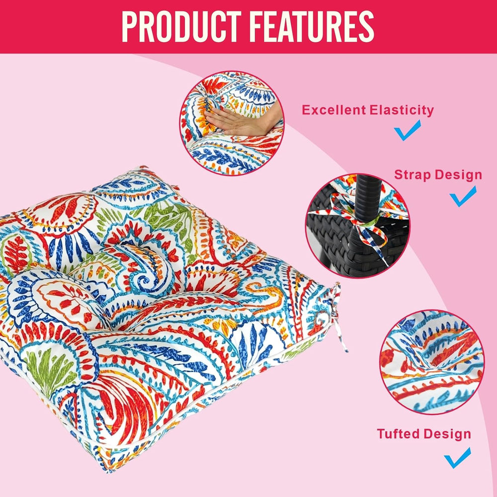 JMGBird Outside Chair Cushions Waterproof Patio Seat Cushions with Ties