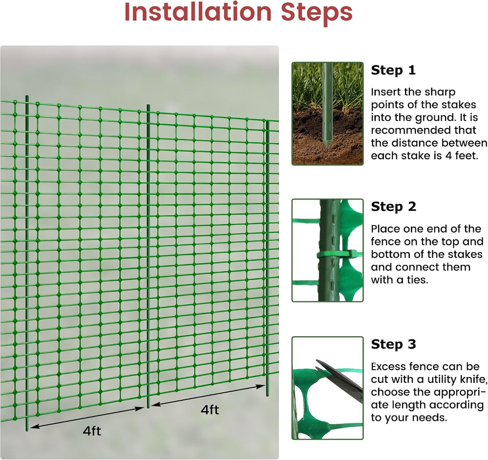 Temporary Plastic Fence 40" x 100' with Posts, Movable Snow Barrier ...