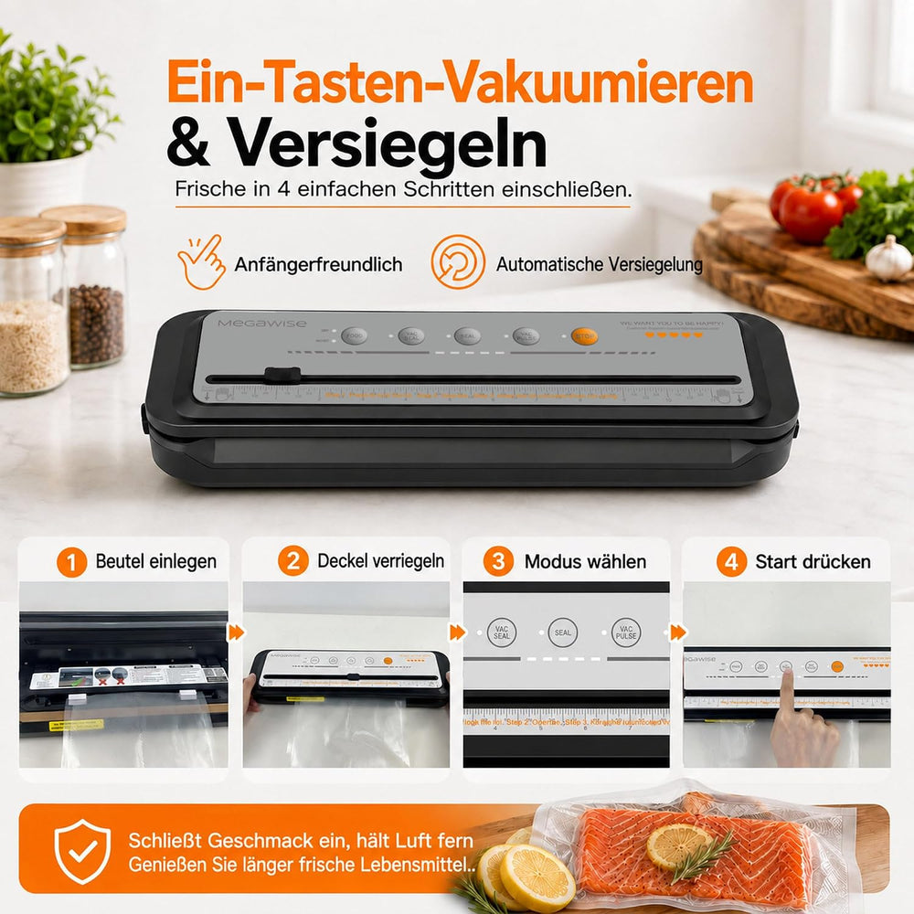 Updated Vacuum Sealer Machine 2025, MEGAWISE Food Sealer w/Starter Kit, Dry &...