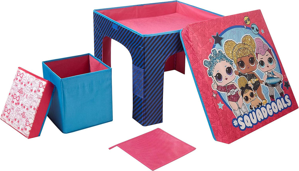 LOL Surprise 3 Piece Collapsible Table and Chair Set with Storage Table and 2...
