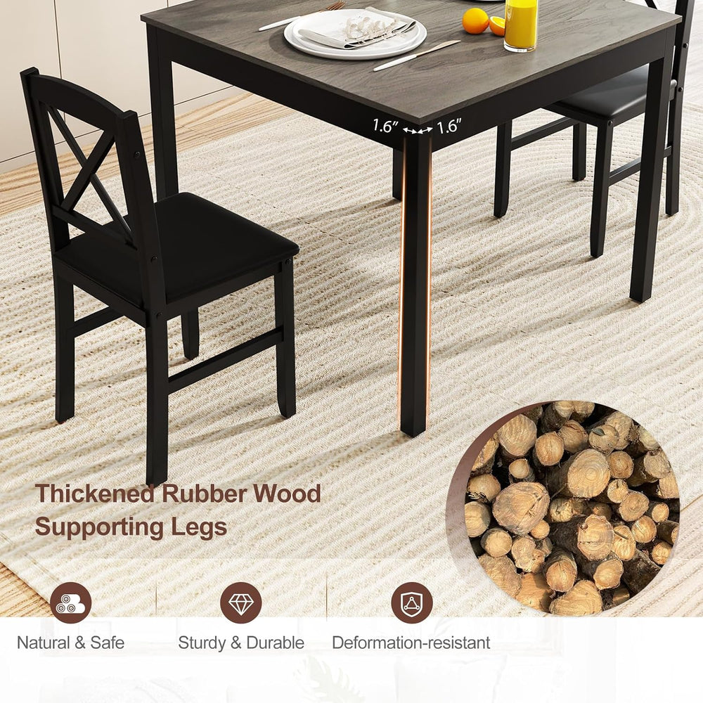 POWERSTONE Small Dining Table Set for 2, Square Kitchen Table with 2 Upholste...