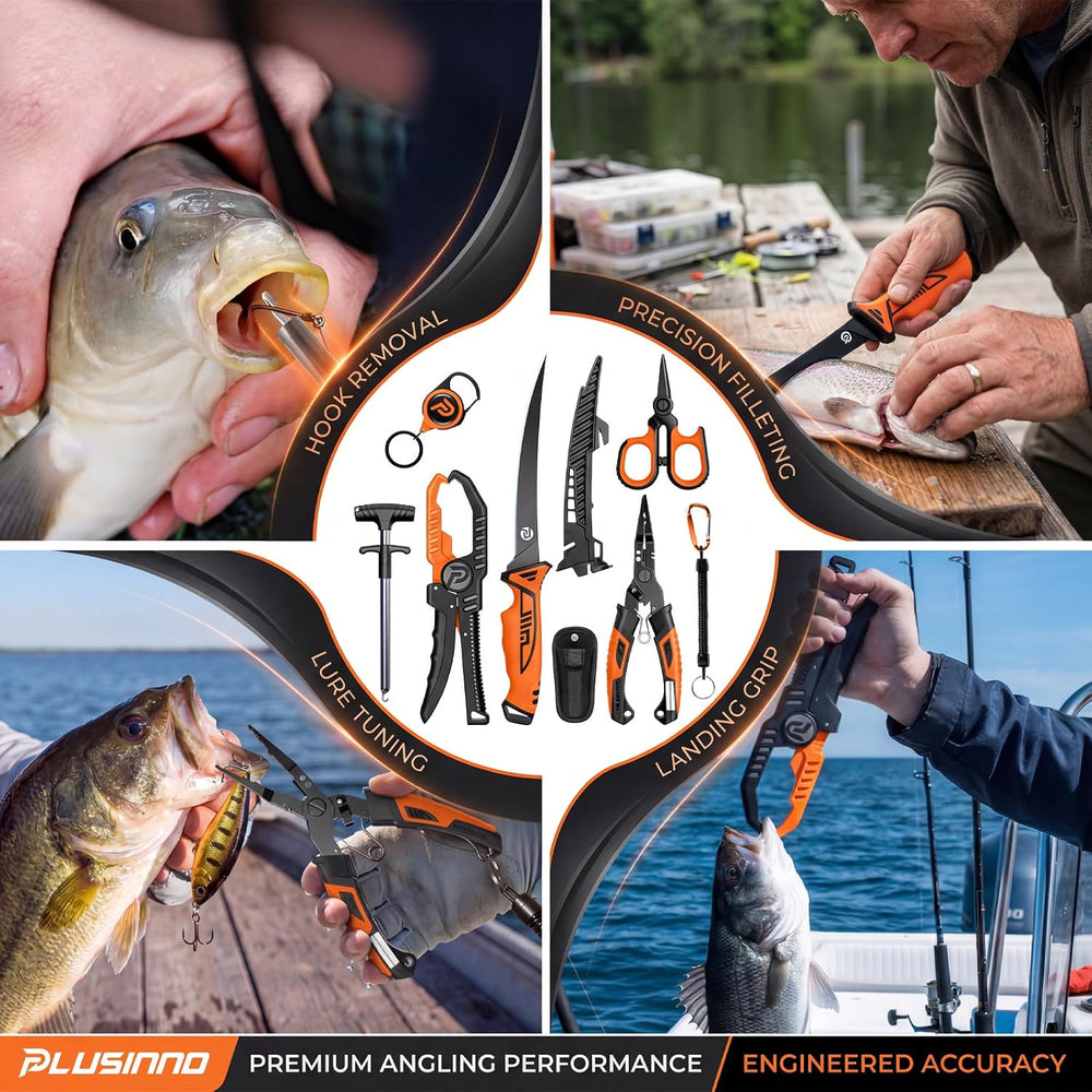 PLUSINNO Fishing Gear, Fishing Tools Kit, 7pcs Fishing Accessories, Corrosion...