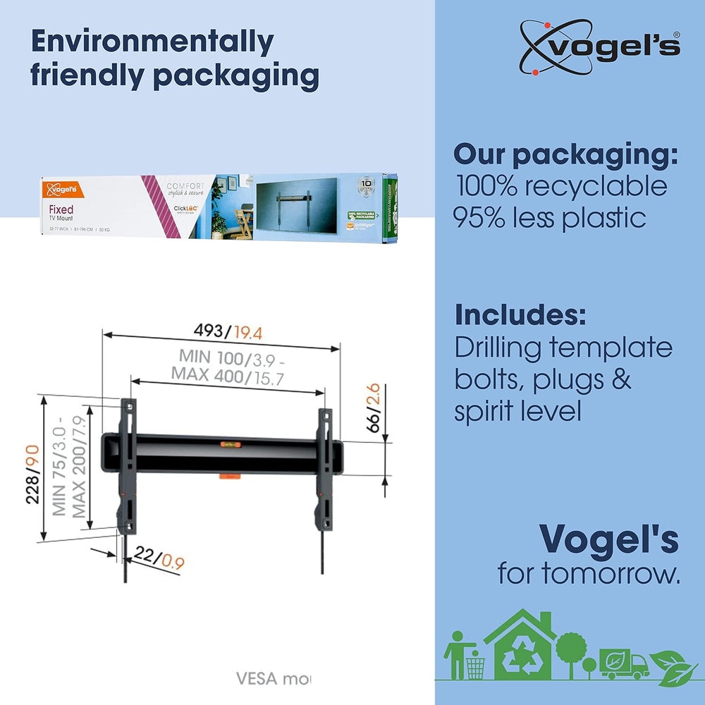 Vogel's TVM 3405SP Flat OLED TV Wall Mount for 32-77 inch TV, Max. 50kg, ...