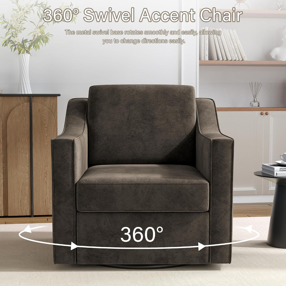 Swivel Accent Chairs Set of 2, 360° Swivel Armchairs, Light Coffee
