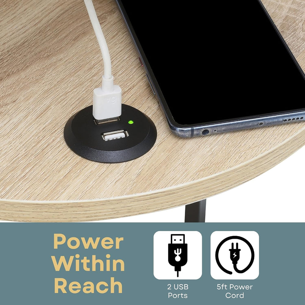 Convenience Concepts Simon End Table with USB Ports 15.75" – Modern 3-Ti...