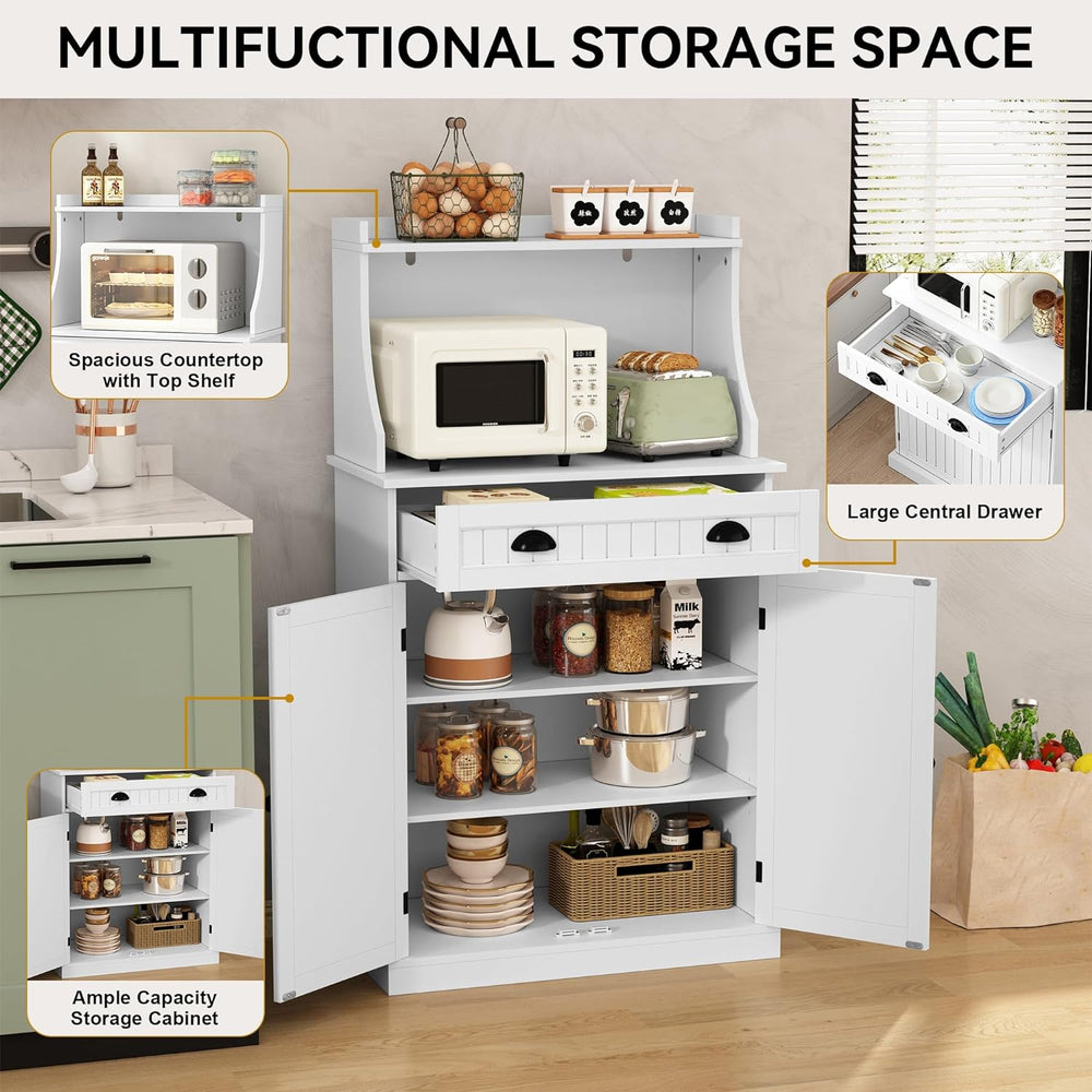 ARTPOWER 54" Kitchen Microwave Cabinet/Stand with Storage and Drawers, P...