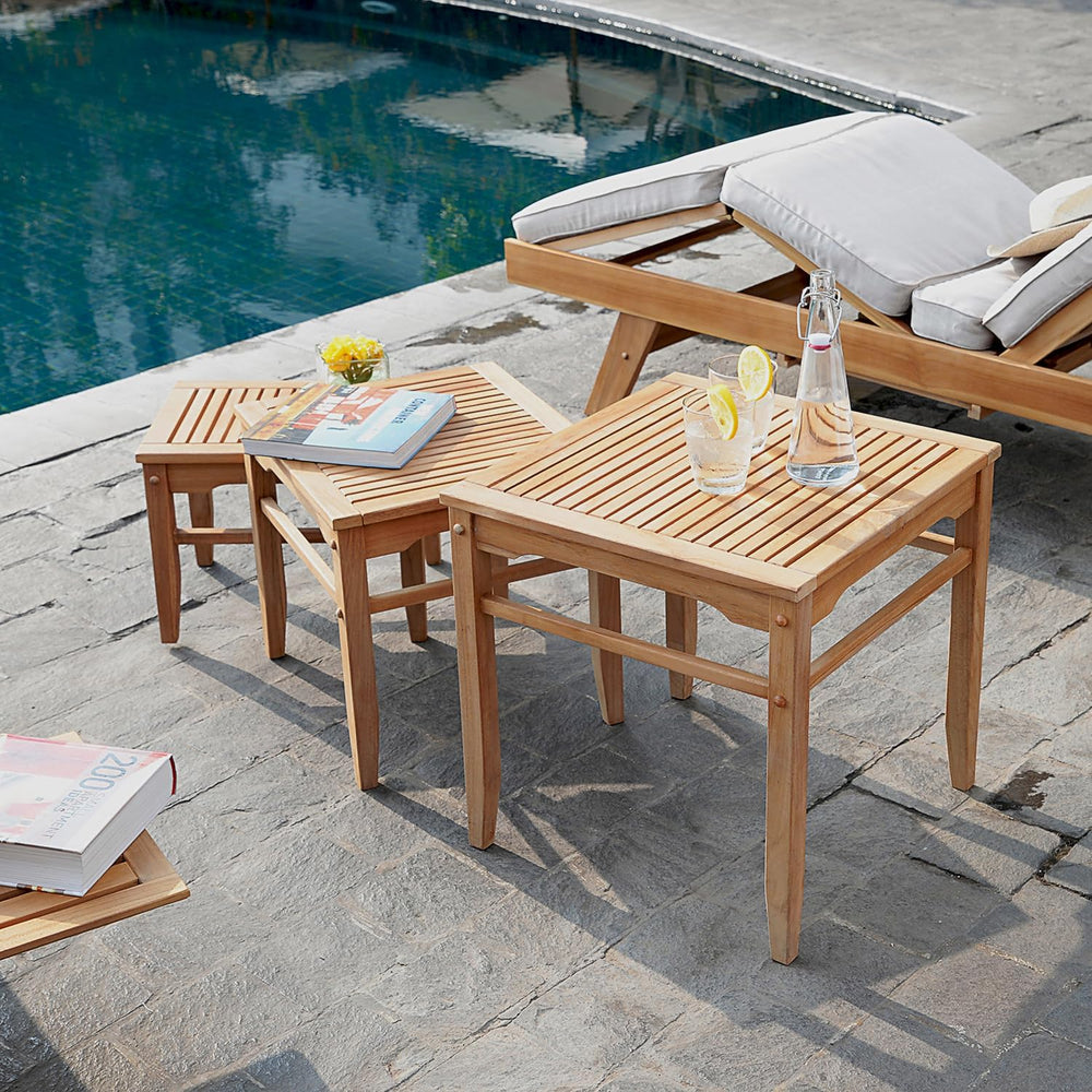 Cambridge Casual Arie Outdoor Nesting Side Tables Set of 3, Solid Indonesian ...