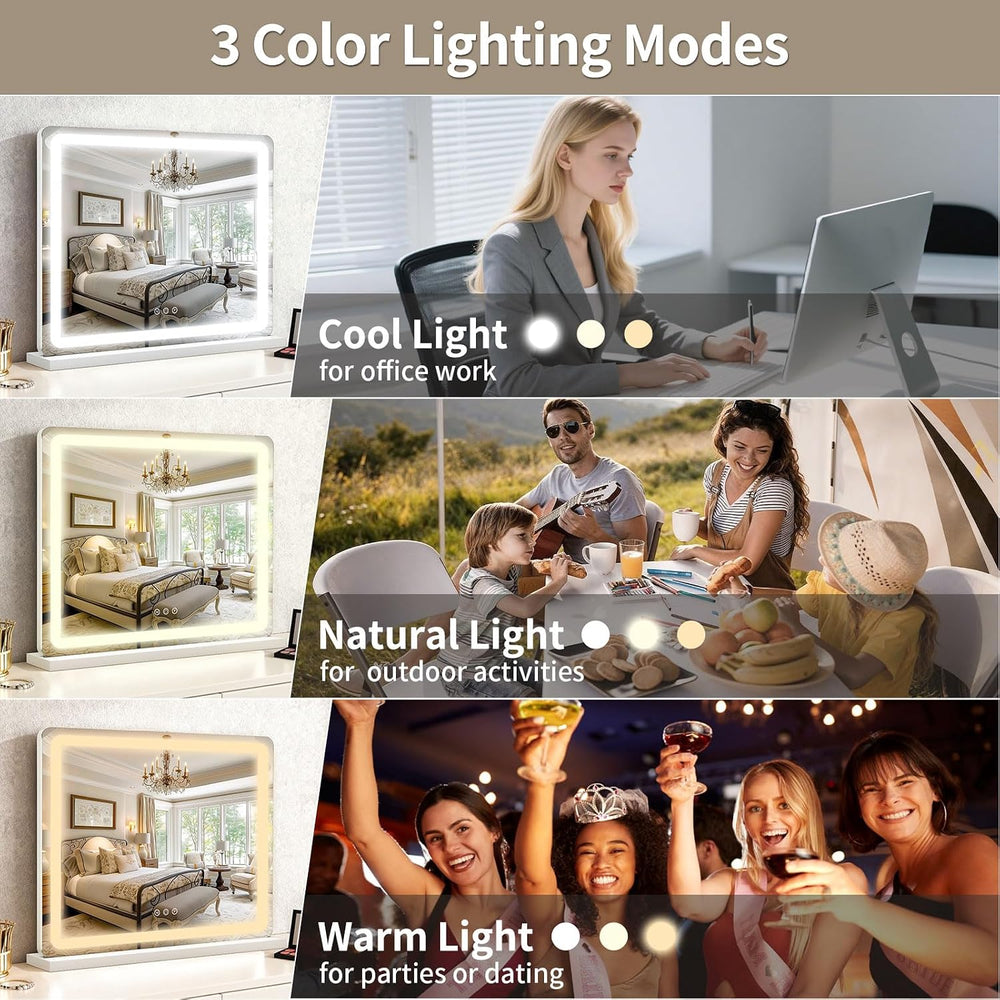 ROLOVE 23"x 18" Large Vanity Mirror with Lights, LED Makeup Mirror ...