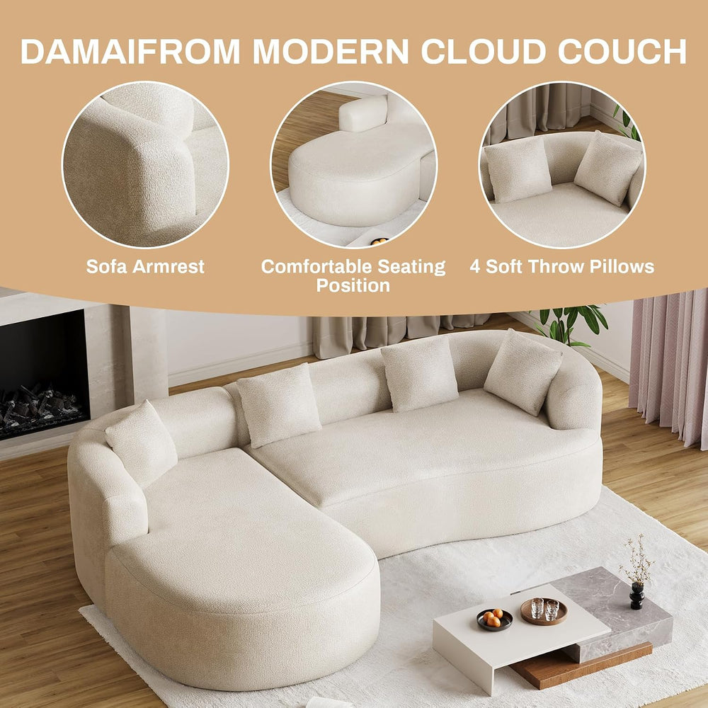 Luxury Modern Tight Curved Back Sofa, 111" Minimalist Style Comfy Couch ...