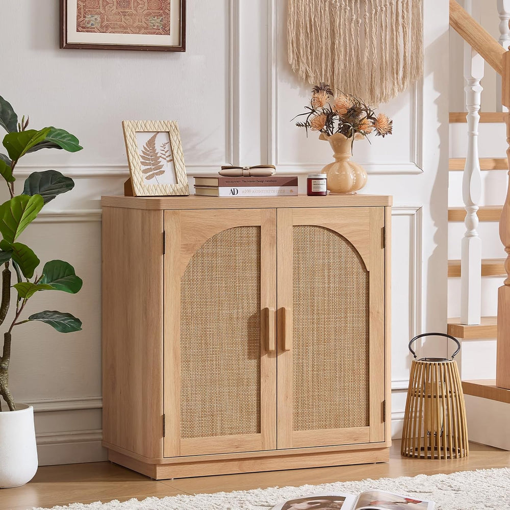 LEYAOYAO Rattan Sideboard Buffet Cabinet with Storage, 31.5" Coffee Bar ...