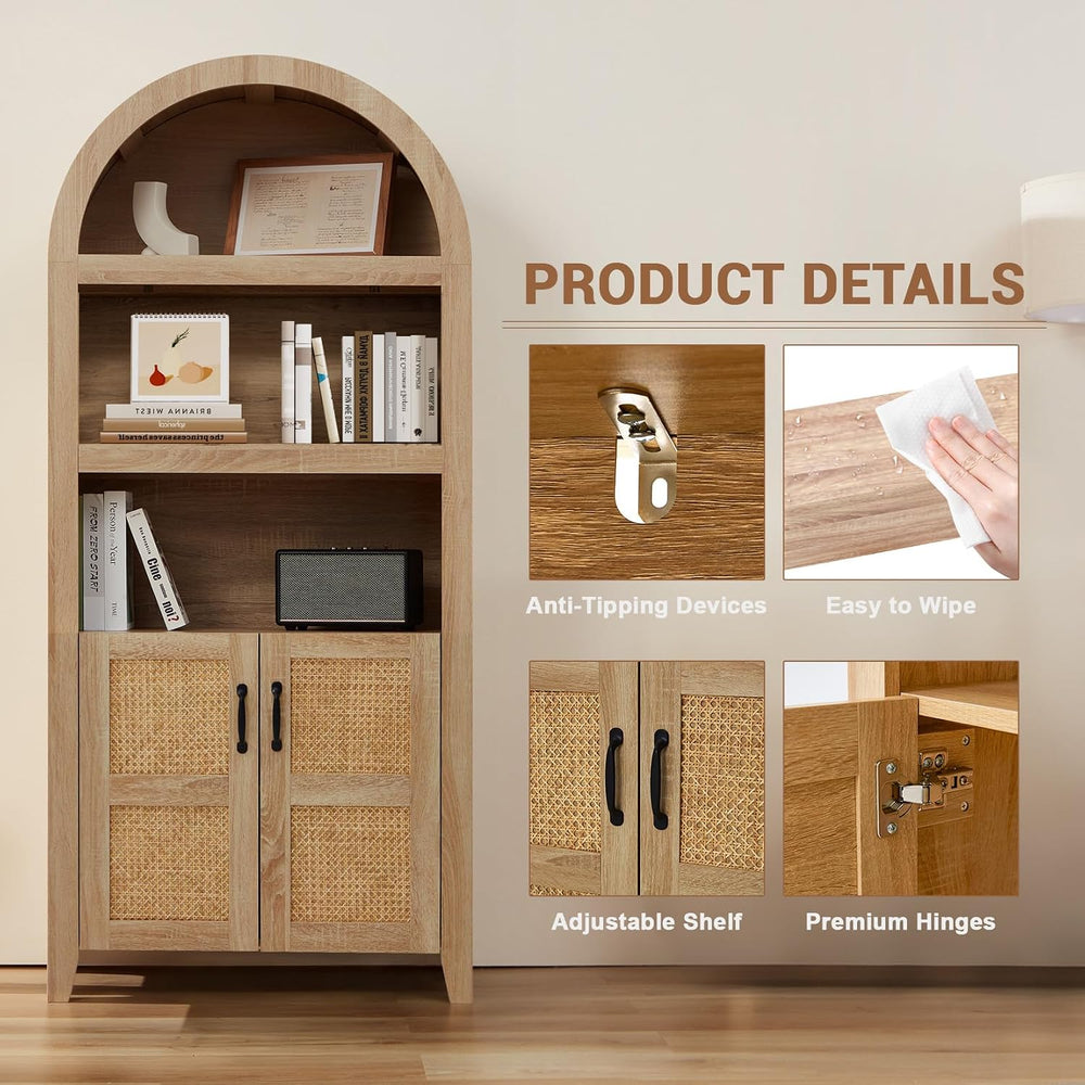 Arched Pantry Cabinet, 71" Kitchen Pantry Cabinet with Adjustable Shelf,...