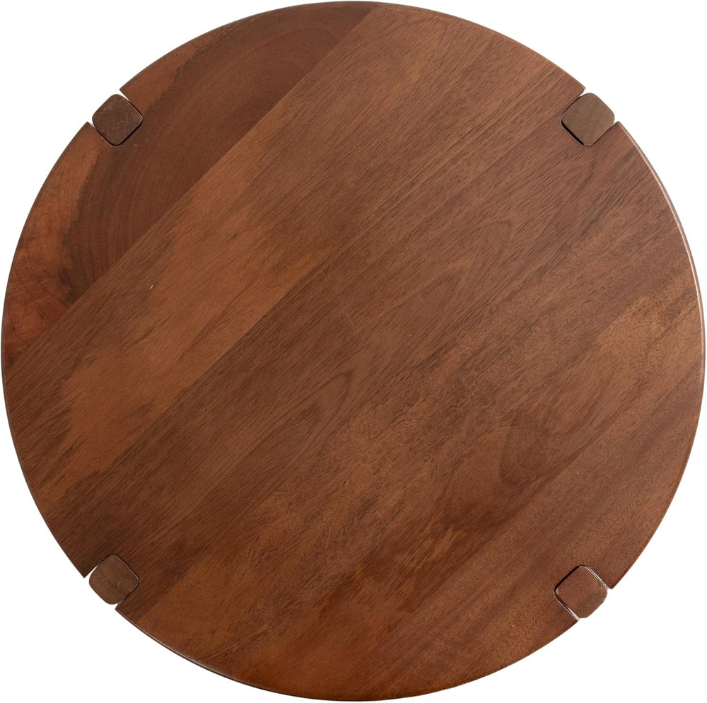 Kate and Laurel Kroscove Modern Geometric Mango Wood Round Side Table, 18 x 1...