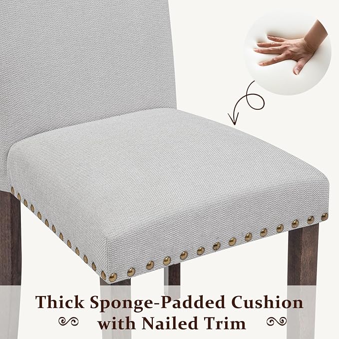 Furniliving Upholstered Dining Chairs Set of 2 - Line Fabric Modern Farmhouse...