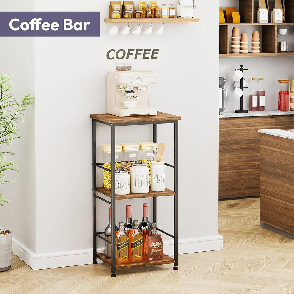 SWTYMIKI Coffee Bar Cabinet for Home - 3-Tier Sturdy Farmhouse Coffee Stand S...
