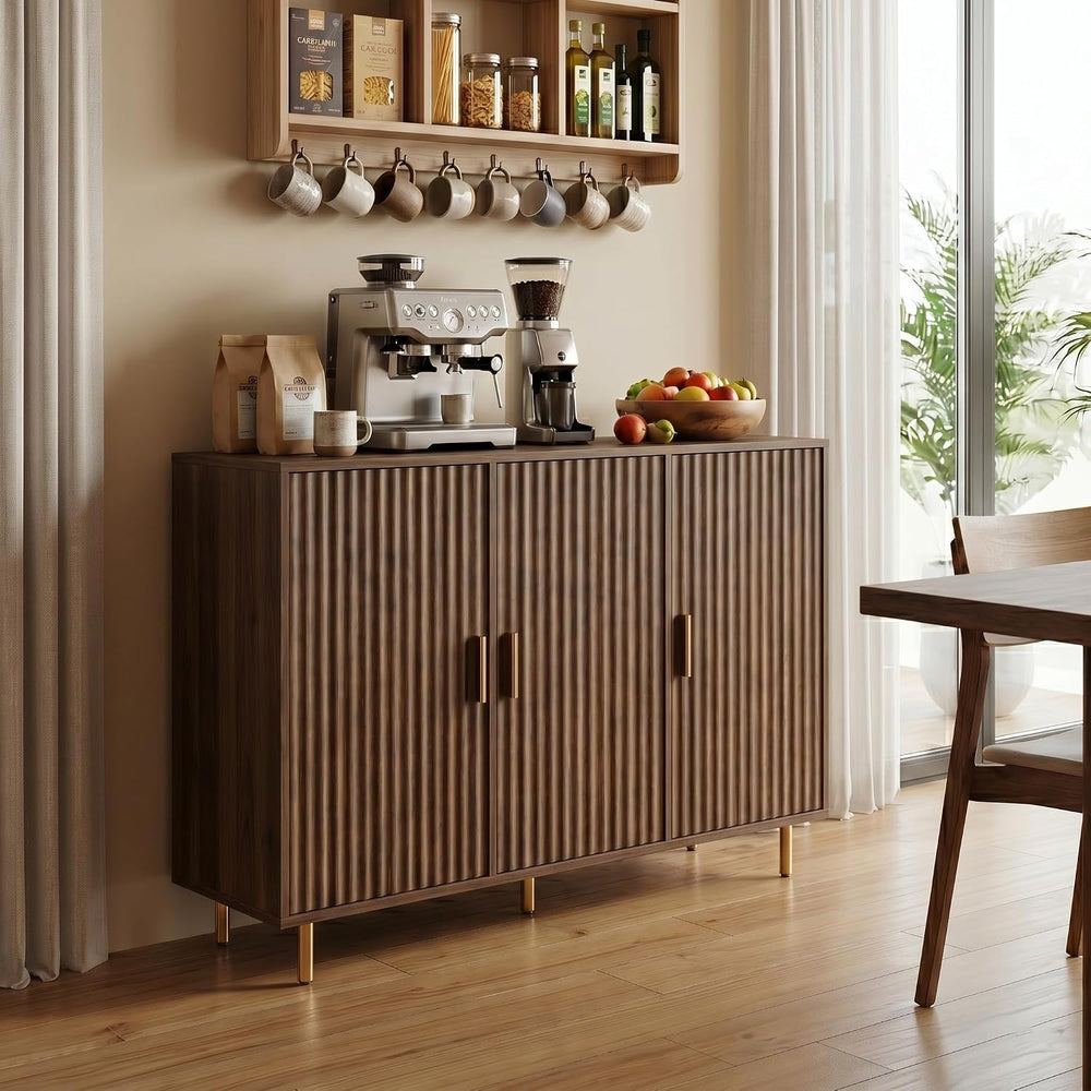 DIYART Rustic Brown Sideboard Buffet Cabinet, Accent Coffee Bar Cabinet with ...