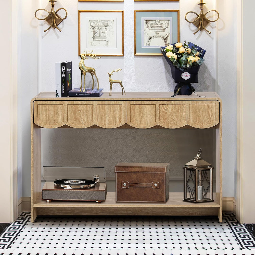 ORRD Console Table with Drawers, Mid-Century 43 Inches Narrow Entryway Table ...
