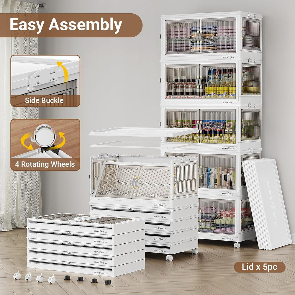 BROVIEW 90Gal Large Stackable Storage Bins with Lids, Plastic Closet Organize...