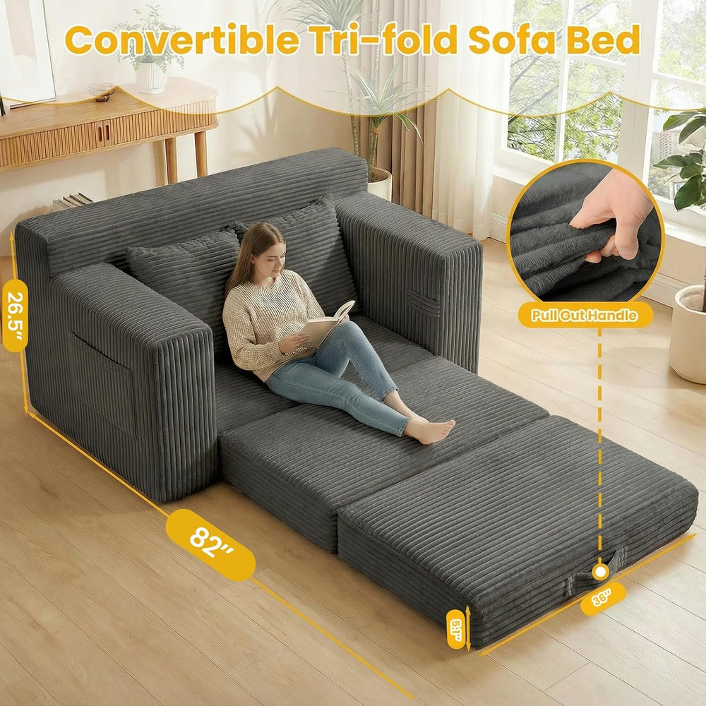 Boneless Couch,Boneless Loveseat Sleeper Sofa Bed – 3-in-1 Convertible Couch ...