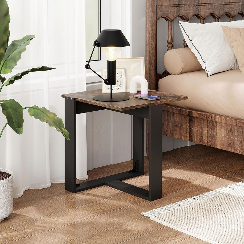 Giantex Industrial End Table Set of 2, Square Bedside Night Stand w/T-Shape M...