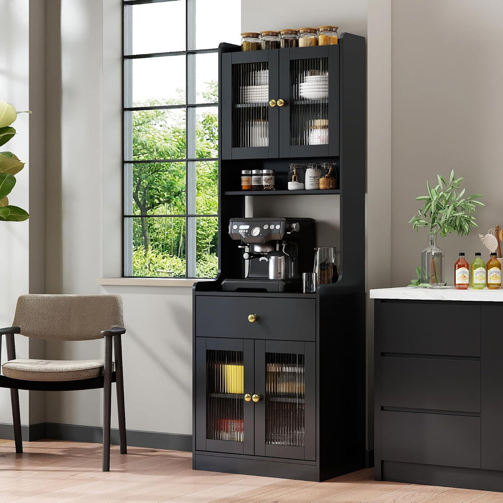 Kitchen Pantry Cabinet with Doors and Drawer, 71" Freestanding Kitchen H...