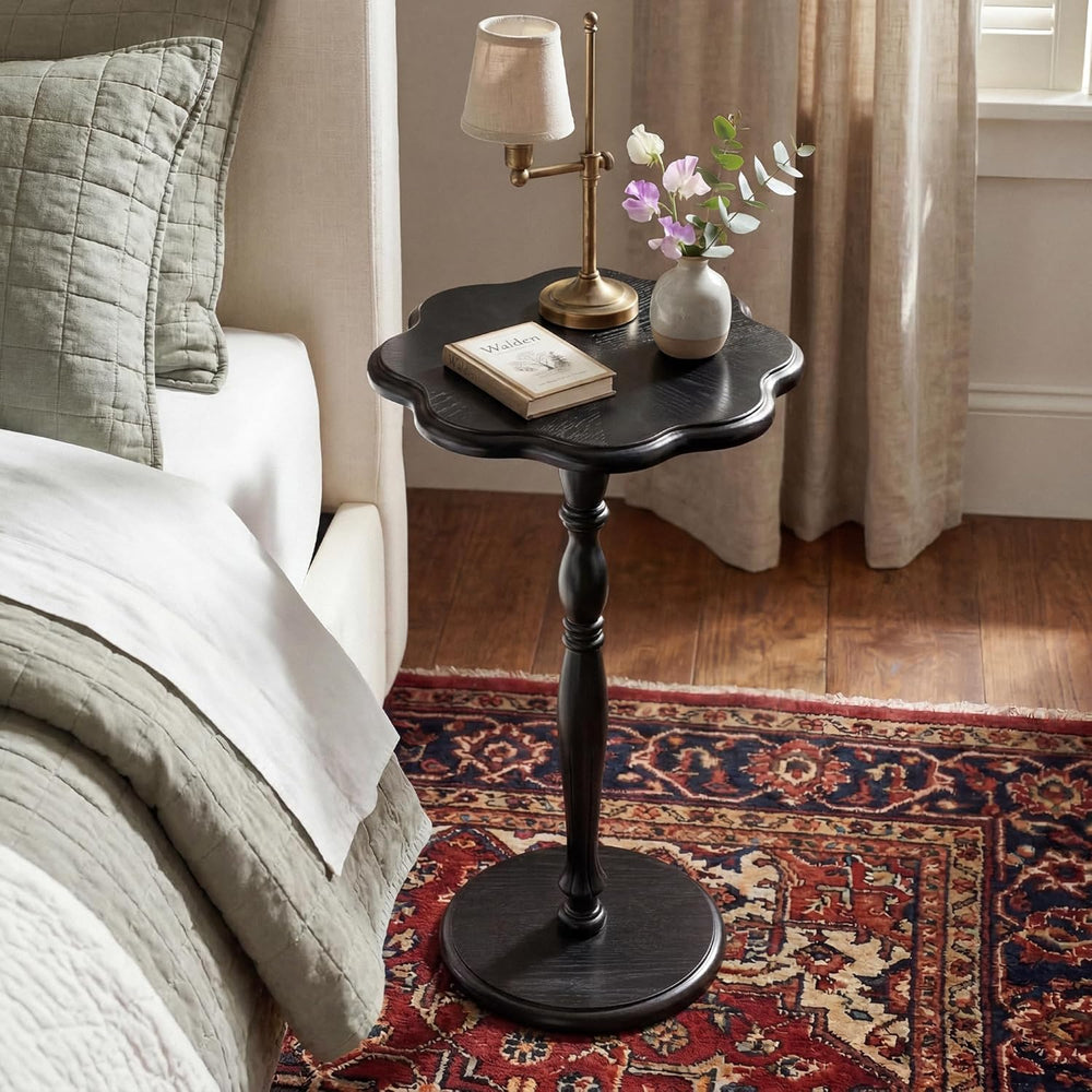 STO'SENSE Black Round Side Table,Drink Table for Small Spaces,Mid-Century...