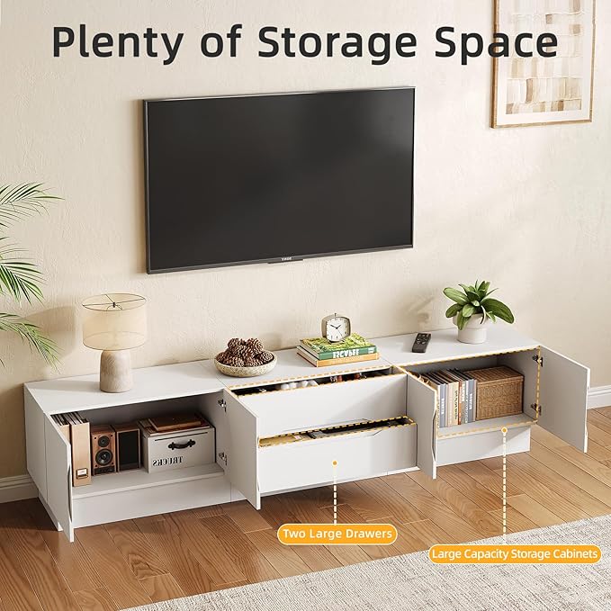 94.5" Wide Modern TV Stands for Living Room, Entertainment Center with S...