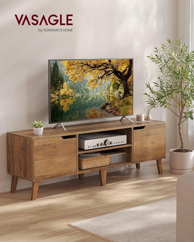 VASAGLE TV Stand for 65-Inch TVs, Entertainment Center with Adjustable Shelf,...