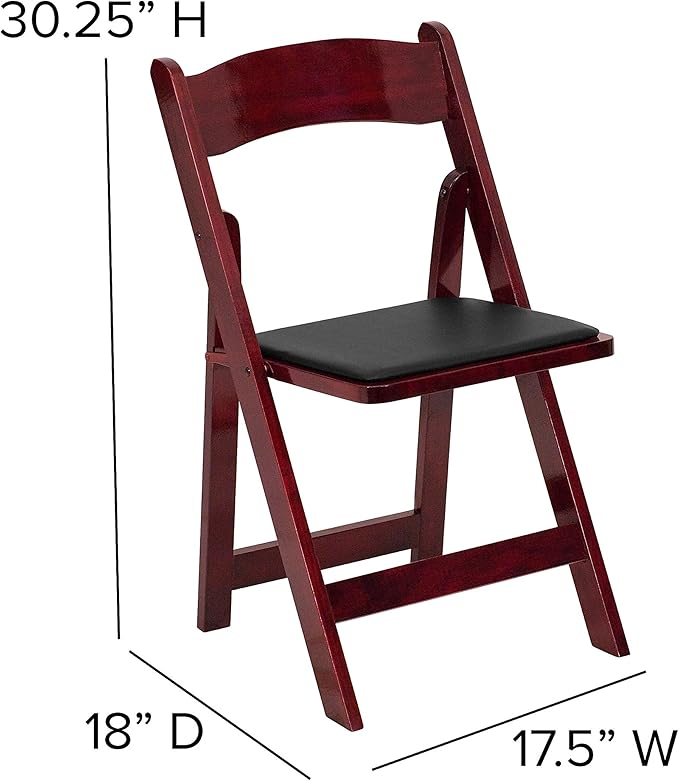 Flash Furniture 2 Pack HERCULES Series Mahogany Wood Folding Chair with Vinyl...