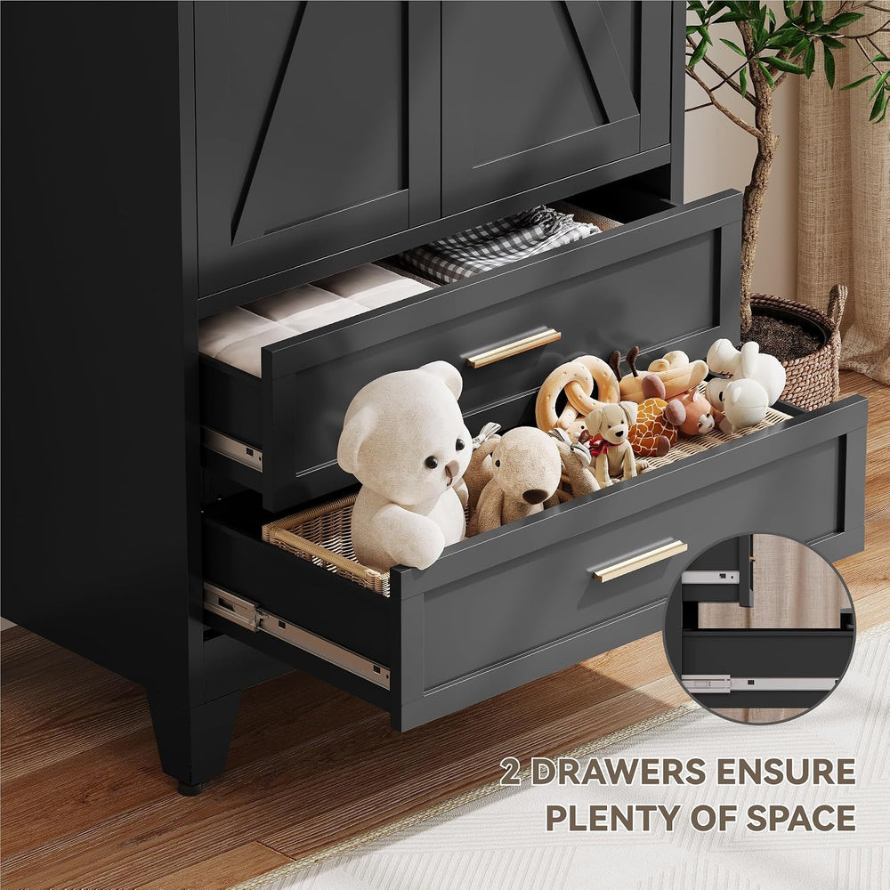 Baborokic Metal Wardrobe Cabinet with Hanging Rod,71" Armoire Wardrobe C...