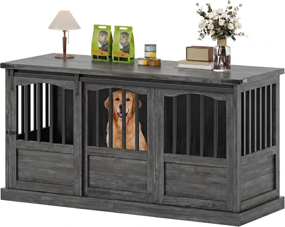 Homiflex 53 Inch Wooden Dog Crate Furniture Heavy Duty Dog Kennel Furniture w...
