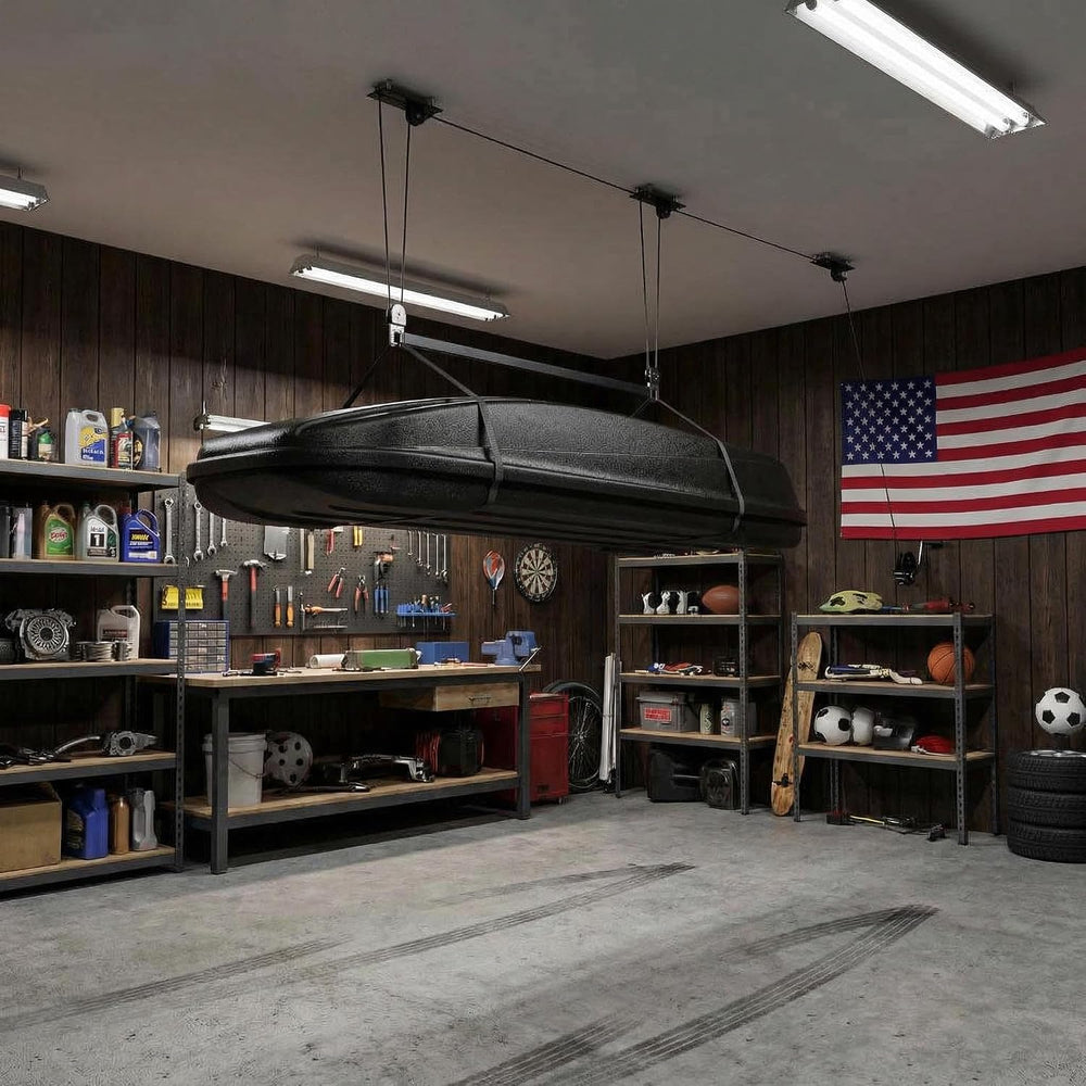 PrecisionAuto Cargo Box Garage Pulley System, Professional Heavy-Duty Ceiling...