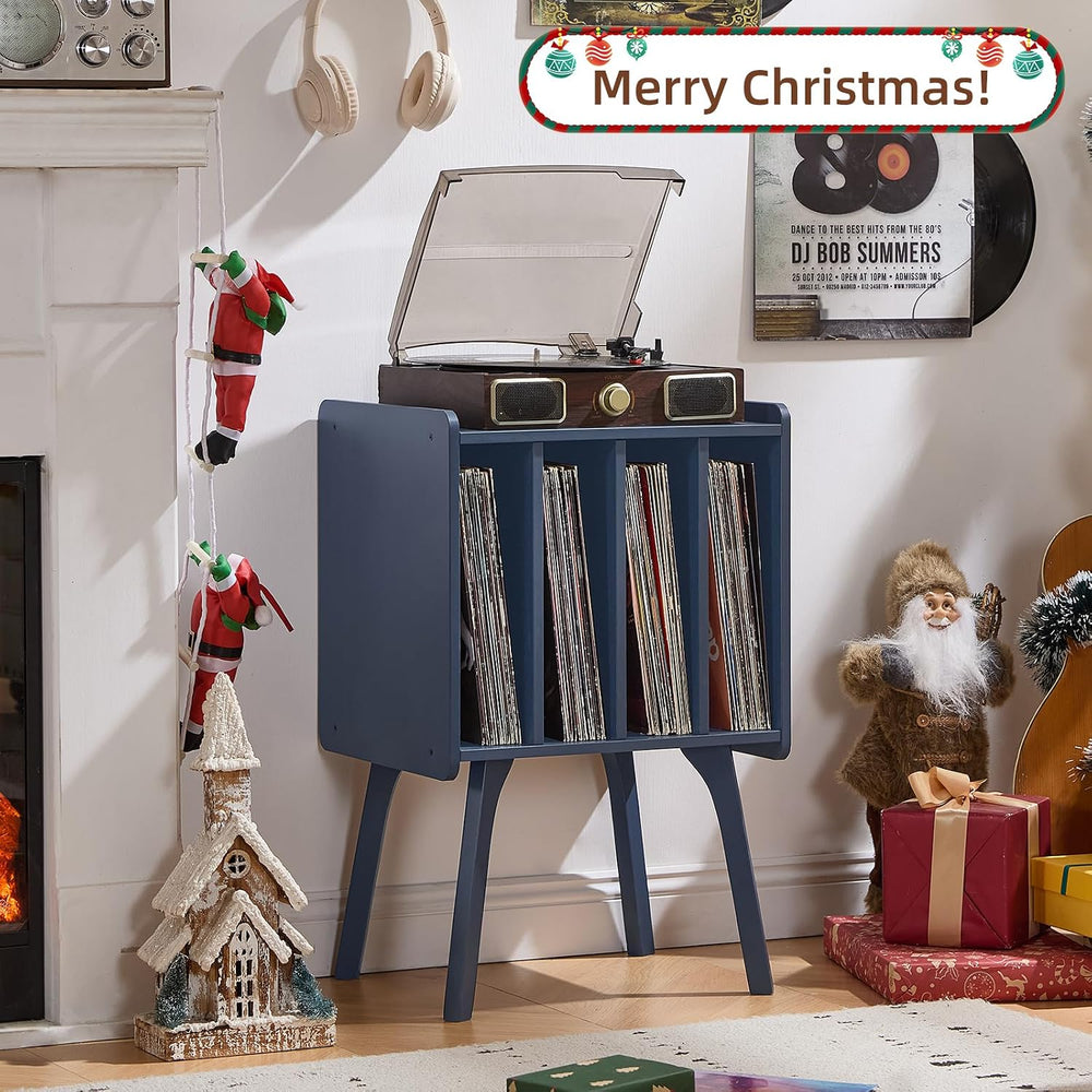 LELELINKY Record Player Stand, Blue Vinyl Record Storage Table for Albums | M...