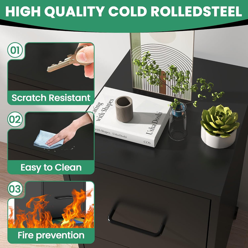 2-Drawer Mobile File Cabinet with Lock & Wheels,Under Desk File Cabinets ...