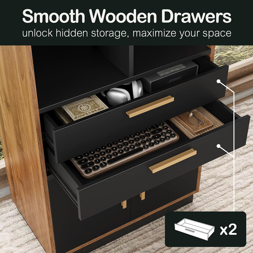 ModernMate 73.3" Bookcase with 2 Drawers and Doors, 8 Storage Cubes
