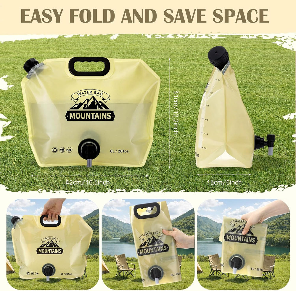 LemonRoad 8 Pack Collapsible Water Container 2.1 Gallon 8L Foldable Water Sto...