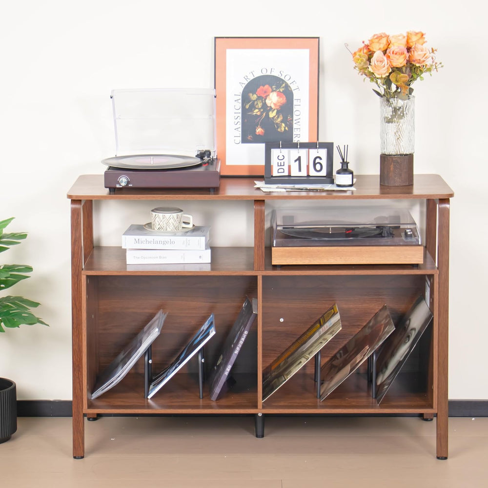 Mxtxmy Large Record Player Stand,with Open Storage Holds up to 300 Albums | M...