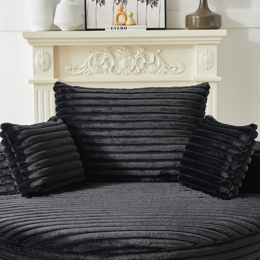 Oversized Round Chaise Longue Chair Indoor, Modern 55-inch Upholstered Cordur...