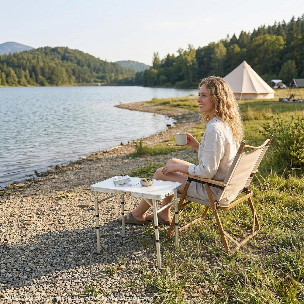 YihuiKo Folding Camping Table with Adjustable Height, Small Portable Table