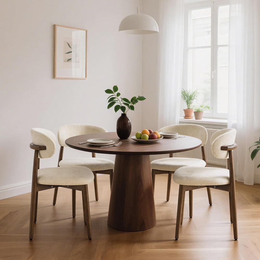 Dining Chairs Set of 4 Mid Century Modern Chenille Fabric Upholstered Kitchen...