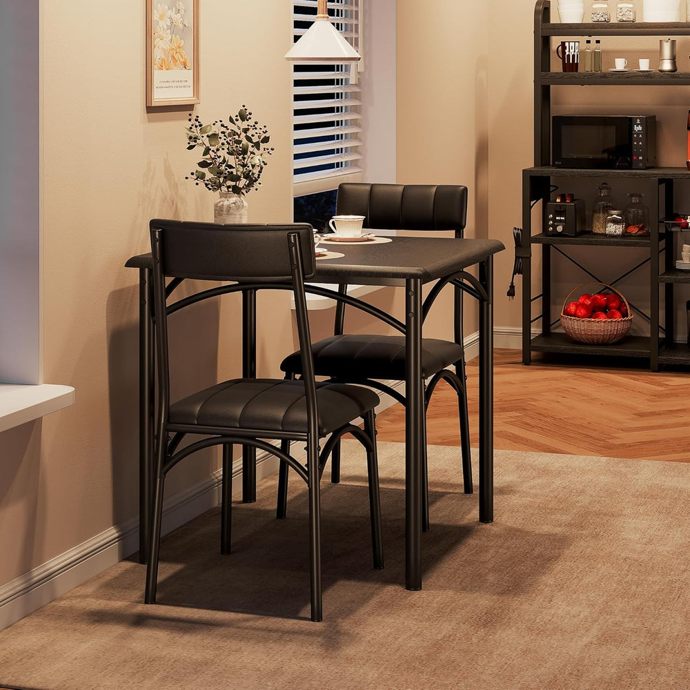3-Piece Dining Table Set for 2, Kitchen Table Set with 2 Upholstered Chairs, ...