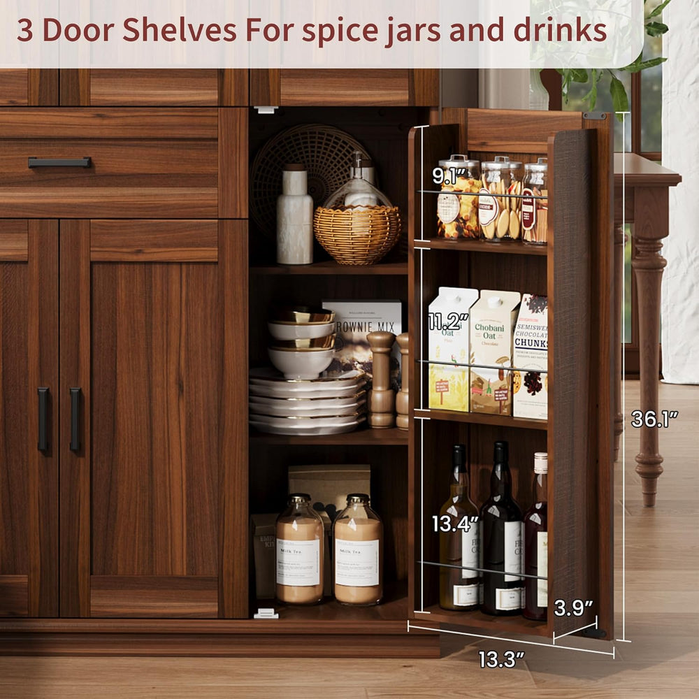 Garvee 70" Tall Kitchen Pantry Storage Cabinet, Modern Kitchen Hutch Cab...