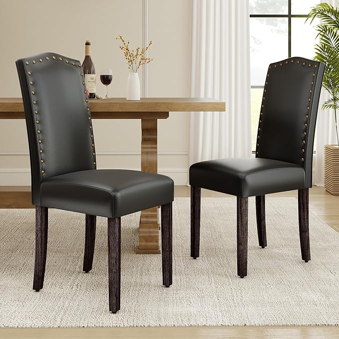 LSSPAID Dining Chairs Set of 2, Modern PU Leather Upholstered Parsons Dining ...