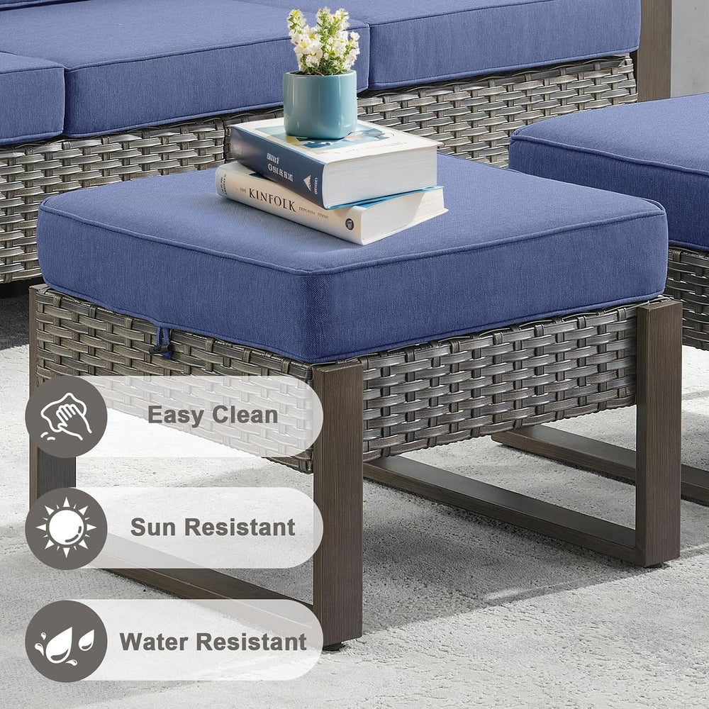 Belord Outdoor Ottomans for Patio - 250 LBS Weight Capacity Wicker Foot Rest ...