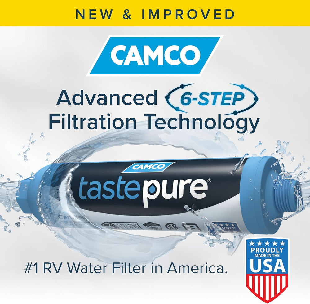 Camco Tastepure RV Water Filter - GAC & KDF Filtration - Made in the USA