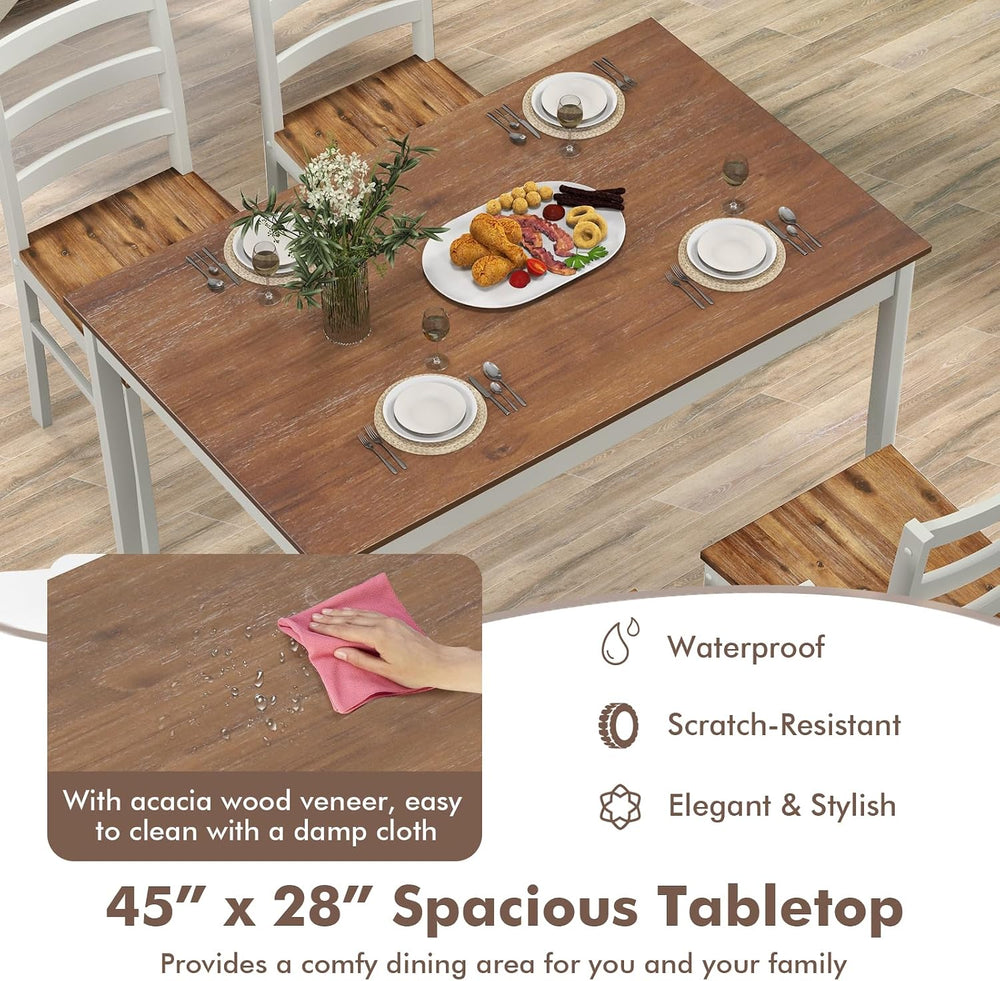 LDAILY 5 Piece Dining Table Set for 4, Space Saving Rectangular Dining Room T...