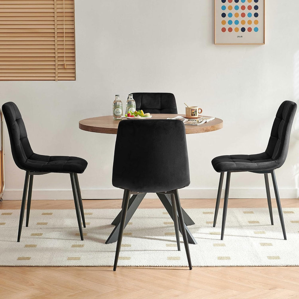 Homedot 37-Inch Round Kitchen Dining Room Table Set for 4, Modern Mid-Century...