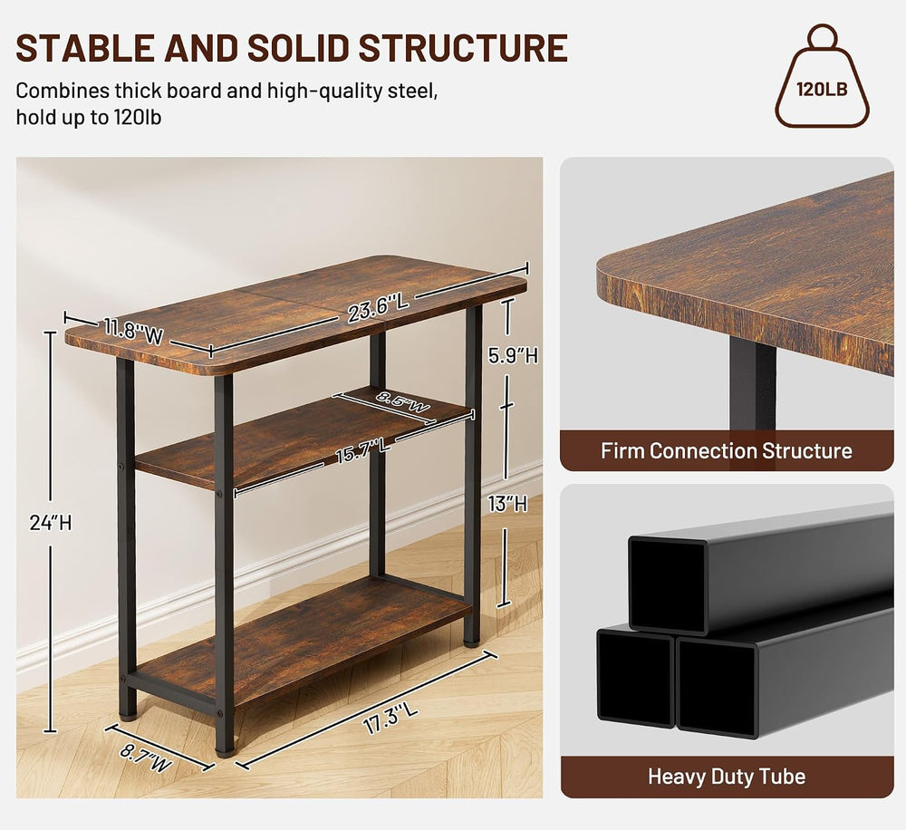 SLEEPING LAMB Side Table for Living Room, 3-Tier End Table for Small Space wi...