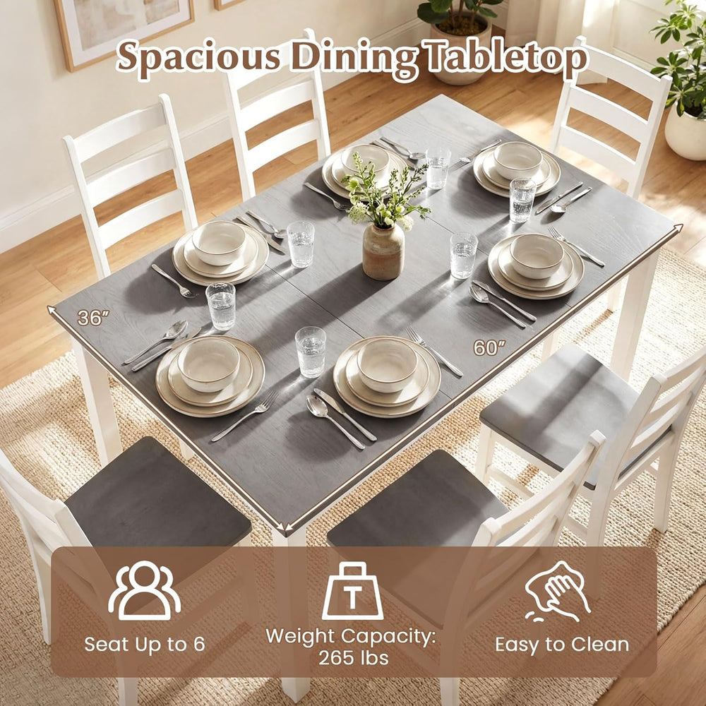 Giantex Dining Table for 4-6, 60" Rectangular Kitchen Table with Solid R...