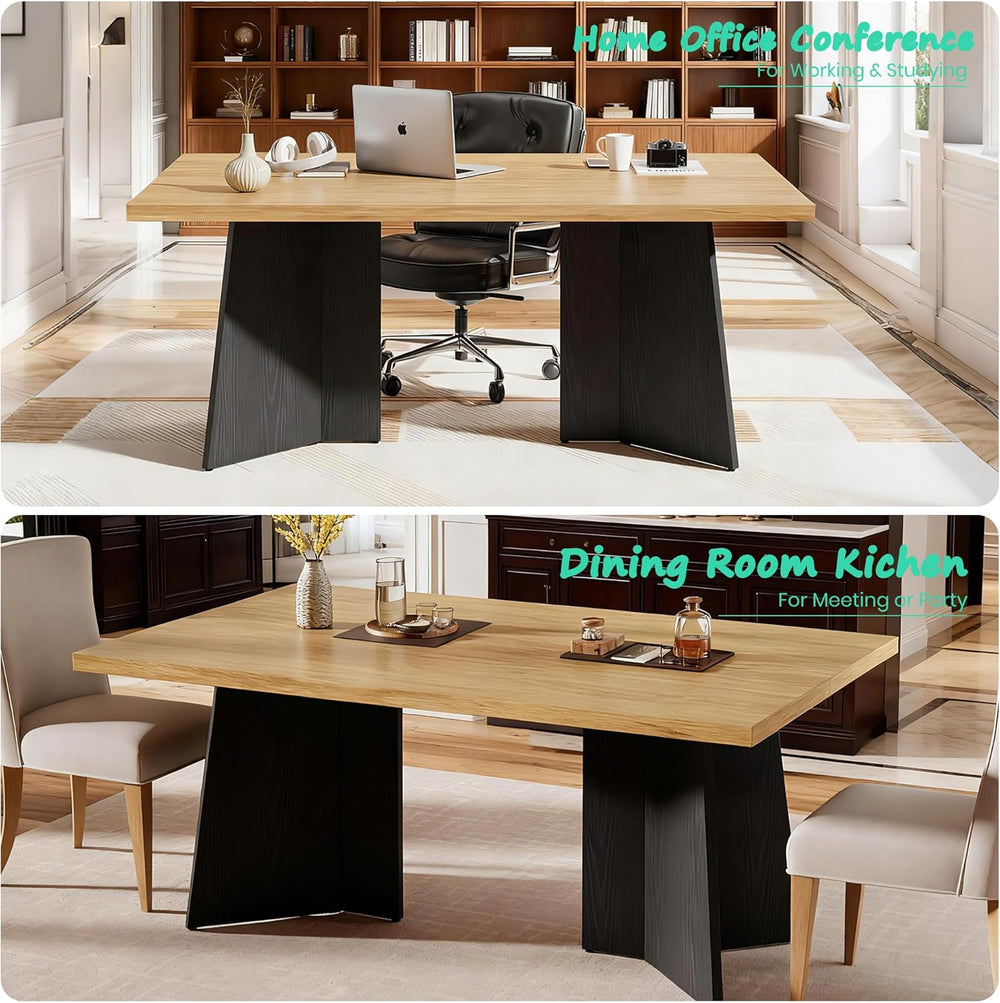 GarveeHome Dining Table for 6-8 People - 63" Modern Long Kitchen Table w...